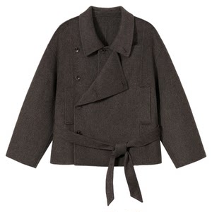 
PSO Brand Men's and Women's Wool Lapel Belted Thickened Velvet Jacket Men's Winter Couple Woolen Jacket