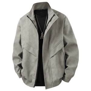 
Romon Men's Leather Jacket 2026 New Stand Collar Suede Leather Jacket Versatile Loose Casual Jacket Men's Spring and Autumn Style