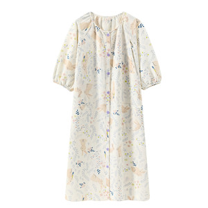 
Maternity nightgown, spring and summer breastfeeding, postpartum, postpartum clothing, maternity dress, pure cotton sweat-absorbent, breathable mid-length dress
