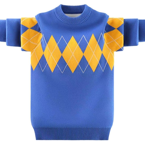 
Boys' sweater pullover 2026 autumn and winter new style children's knitted sweater for middle and large children plus velvet and thickened boy's warm sweater