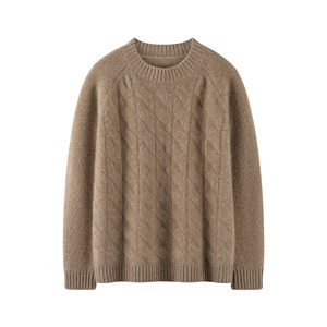 
Heavy three-ply thickened men's cashmere sweater winter knitted extra thick 100 pure cashmere sweater round neck twisted sweater