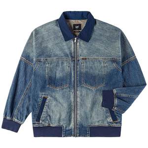 
LeeL Shopping Mall same 25 autumn and winter new product comfort version lapel splicing fabric dark blue men's denim jacket jacket