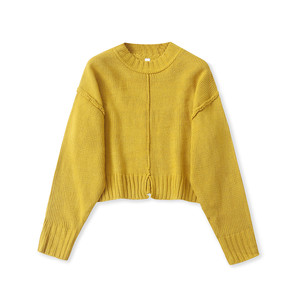 
Sweater Autumn new foreign trade women's fashion loose semi-high round neck pullover long-sleeved solid color sweater 32120