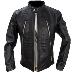 Beauty products talon zipper! Bull x sparkling! Japanese hard -painted cowhide leather leather coat men's vision is thin

