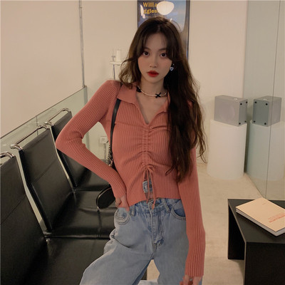 taobao agent Jacket, sexy bra top, knitted sweater, long-sleeve, plus size, autumn, western style, long sleeve