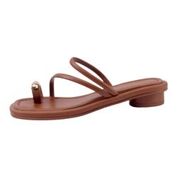 Fashionable And Casual One-line Slip-on Sandals French Summer Outer Wear Thin Strap Slippers For Women