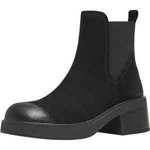 
Tianmeiyi Thick-soled Retro British Velvet Chelsea Boots Slim Boots Women's Shoes Fashion Boots Short Boots 2025 Winter New Style