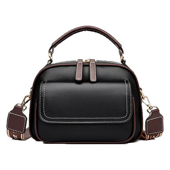 
Genuine leather bag for women 2026 new spring and summer solid color soft handle double zipper large capacity single shoulder crossbody bag