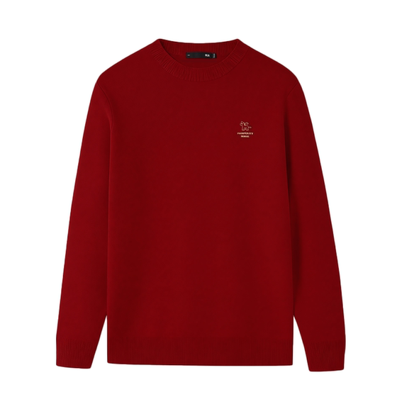 
HLA/Heilan House animal year red sweater men's 25 winter new round neck dad sweater cardigan
