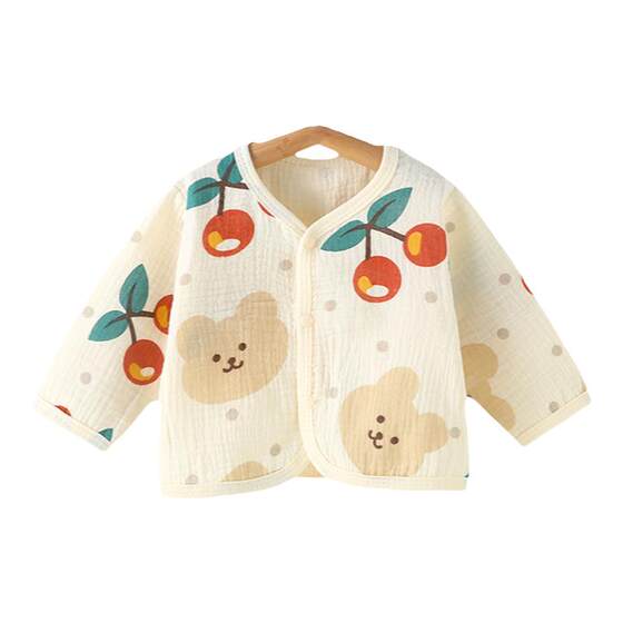 
Spring and summer thin baby pure cotton gauze top cardigan men and women baby long-sleeved T-shirt base shirt air conditioning suit