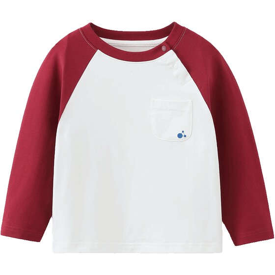 [Three Antibodies] Qiqi Bear Baby Long Sleeve T-shirt Spring and Autumn Boys' Tops Raglan Sleeves 2026 New Spring Clothes for Children
