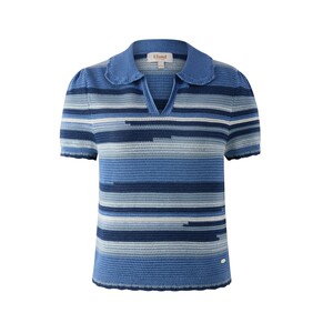 
[100% cotton] Eland sweater women's lapel short-sleeved pullover striped knitted T-shirt 2026 summer new style