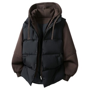 
Baleno SK contrasting color hooded cotton coat men's winter new loose casual fake two-piece warm cotton coat YS