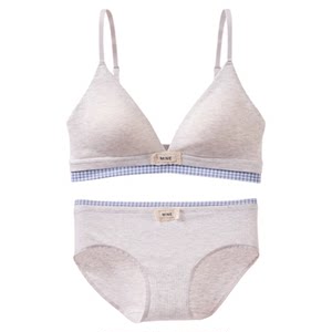 
[miu girl] Ballet style contrasting color stitching women's underwear set without wire bra 2026 new style for women