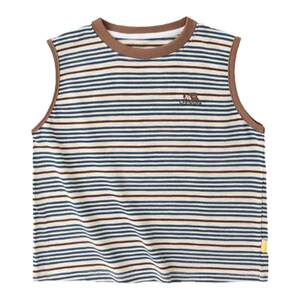 
Children's vest fantasy cotton summer outdoor boys T-shirt round neck baby sleeveless top girls children's clothing striped trend