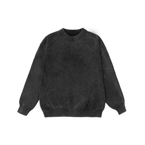 
Heavy washed Heima Qizu Japanese retro autumn and winter lazy style men's and women's sweaters three-dimensional letter bottoming sweater