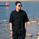 반 잉크 대형 남성 신작 중국 스타일 스탠드 칼라 셔츠 남성 2024 여름 신작 5부 소매 셔츠 플러스 지방 및 확대