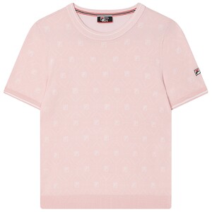 FILA official women's knitted sweater 2024 summer new casual fashion basic round neck short sleeved top