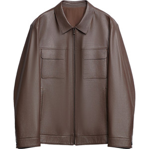 
[PEICHUAN] Autumn and winter new high-end genuine cowhide leather commuter leather jacket lapel casual jacket for men