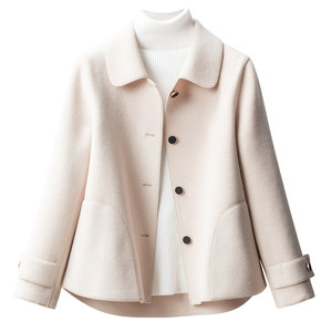 
High-end double-sided woolen coat for women petite autumn and winter short Korean style loose temperament wool woolen coat