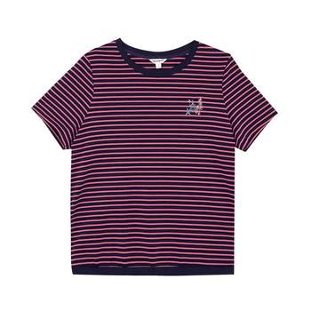 
Miranden short-sleeved casual striped embroidered T-shirt thin