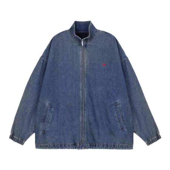 BJHG reckless washed denim jacket men's spring trendy brand high street blue heavy industry American retro jacket women