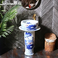 Чернильные чернила jingye, синий и белый китайский арт -колонна Керамический стир