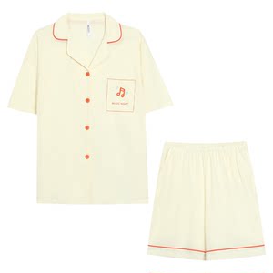 
Authentic red bean 100% Xinjiang pure cotton spring and summer men and women couple short-sleeved pants pajamas pure cotton home clothes set