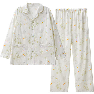 
October crystal home clothes set cotton gauze confinement clothes pregnant women postpartum breastfeeding pajamas breathable spring and summer thin style women