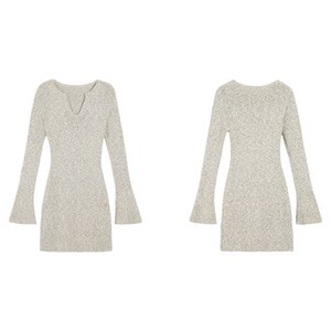 
NEVA HU long-sleeved v-neck knitted dress for women 2025 slim waist-hugging hot girl sexy A-line hip short skirt