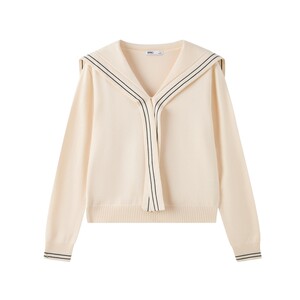 SPAO Korea's 2025 winter new women's college style gentle casual navy collar knitted sweater