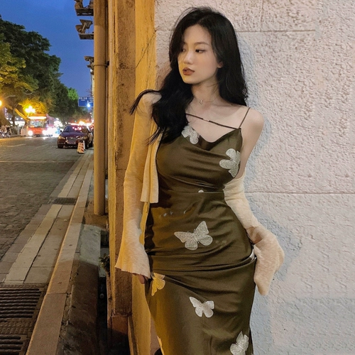 Ретро платье, приталенная длинная юбка, большой размер, французский стиль, с акцентом на бедрах