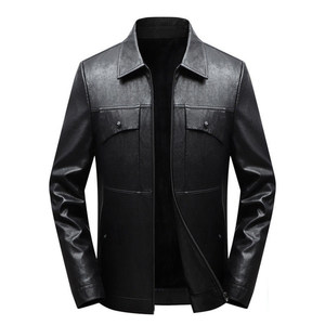 
Pierre Cardin Haining thickened genuine leather sheepskin plus velvet leather jacket men's casual soft leather short thin jacket