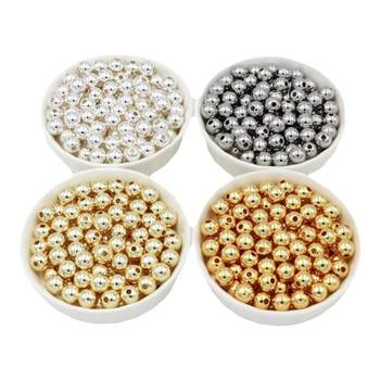 Gold-coated loose beads diy handmade round beads spacer beads