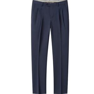 
[Ice silk cool feeling] Langdeng double pleated men's trousers thin zero pressure feeling summer straight business elastic trousers
