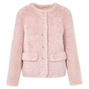 
Langzi round neck grain wool high-end imitation fur coat commuter fashion coat women 2025 winter new style