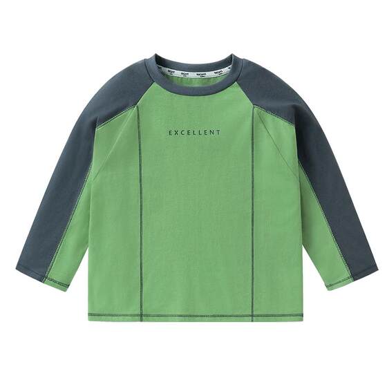 
Right European boys' long-sleeved T-shirts, girls' bottoming shirts, contrasting colors, fashionable spring and autumn new children's clothing, children's inner tops