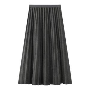 La Chapeelle Autumn and Winter new pure color hair pleated skirt female Korean version of A -line skirt