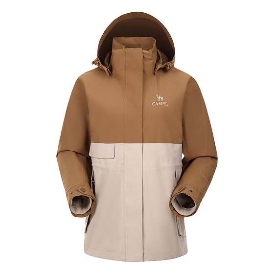 
Camel China Red Jacket Three-in-One Men's and Women's Winter Waterproof Jacket Detachable Velvet Thickened Mountaineering Jacket