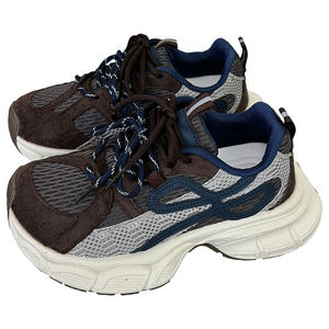 
Gray red low top thick sole heightening Korean version versatile college lace fashion youth trend Hong Kong style casual dad shoes