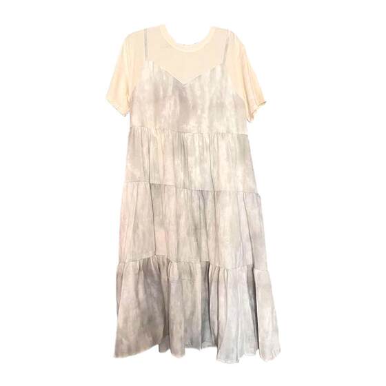 Pregnant women fake two-piece spliced ​​loose large-size smudged dress for women in summer new style high-end maternity dress summer skirt