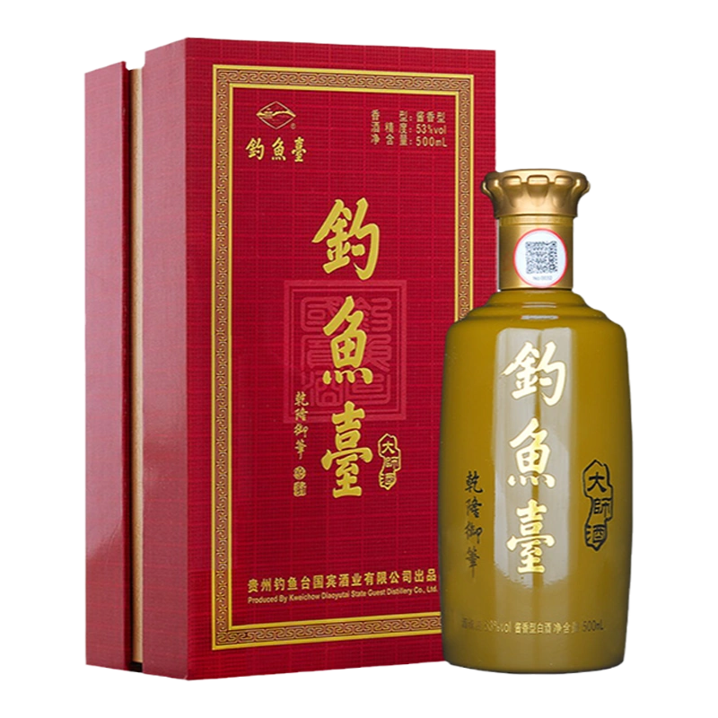 官方直營】釣魚臺大師酒53度500ml*1瓶禮盒醬香型白酒-Taobao