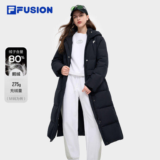 FILA FUSION斐乐潮牌长款羽绒服女2024冬季新款鹅绒基础时尚外套