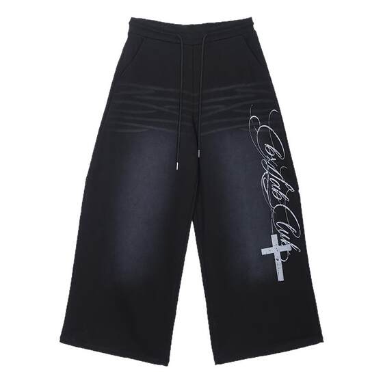 
CBXLAB hip-hop trendy brand black old 'tie-dye mottled' hip-hop slimming sweatpants American wasteland casual pants