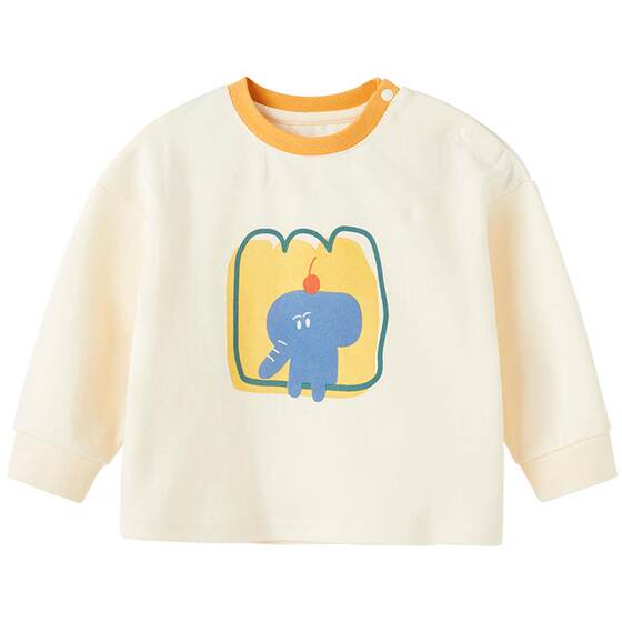 
Borien men's and women's pure cotton T-shirts for spring and autumn infants and toddlers cute printed children's long-sleeved tops with sweatshirts