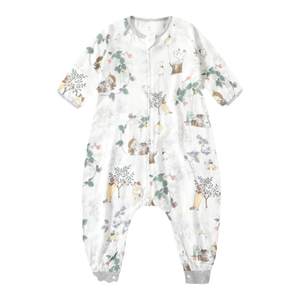 
Griny baby sleeping bag spring and summer new three-quarter sleeve double-layer bamboo cotton baby split-leg sleeping bag air-conditioned room anti-kicking quilt