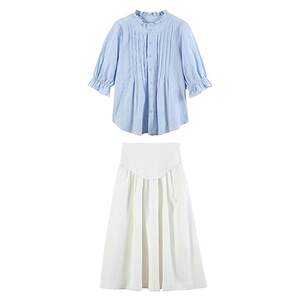 
Jingqi maternity suit summer 2026 new dress short-sleeved top half skirt pregnant mother high-end wear for women