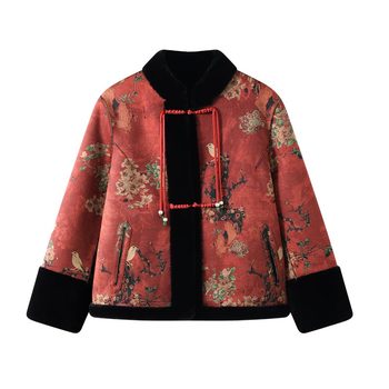 
Chinese style mother's winter fur all-in-one reversible coat for middle-aged and elderly people plus velvet and thickened national style gold mink velvet coat for women