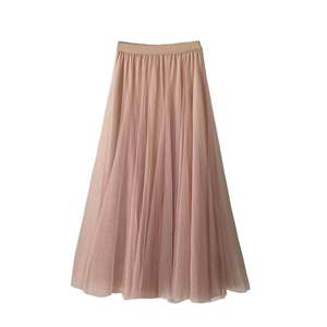 
Pleated skirt mesh skirt women's mid-length high-waist fairy skirt big long skirt dance skirt versatile a line medium length
