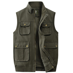 
Spring and autumn new pure cotton workwear photography fishing casual vest men's vest large size outdoor vest jacket for men